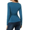 thumbnail image 4 of Allegra K Women's Solid Crew Neck Long Sleeve Ruched Stretchy Tops, 4 of 7