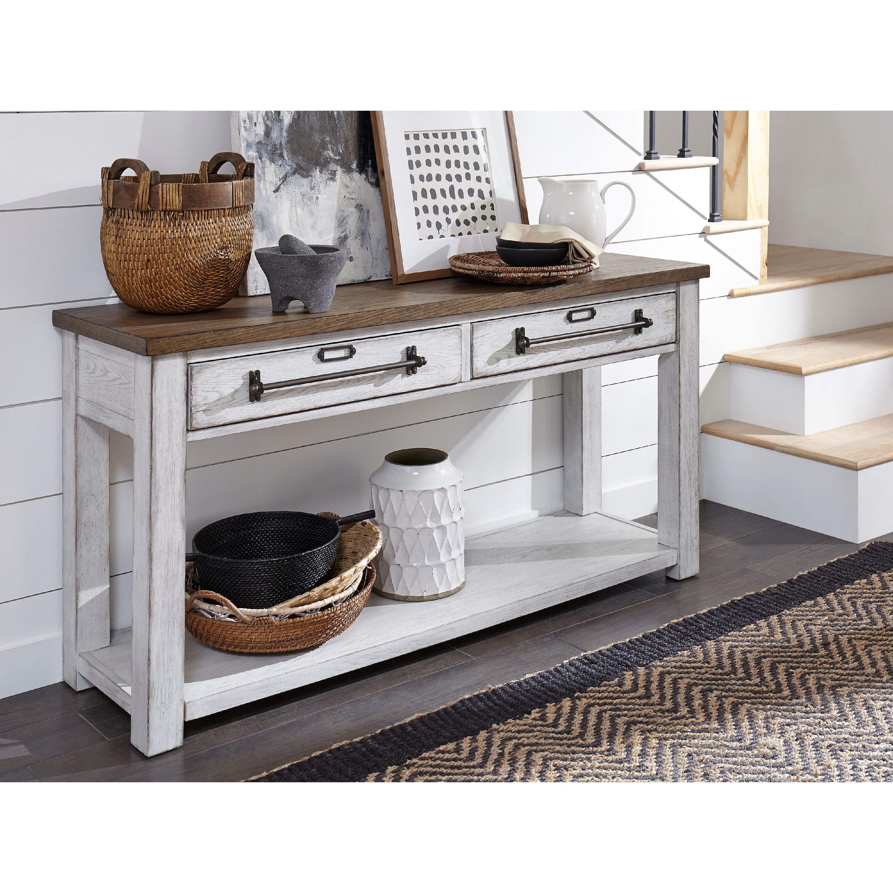light oak console table