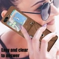 thumbnail image 6 of for Samsung Galaxy Z Flip 5 5G Case with Zipper Card Holders and Crossbody Strap & Short Belt for Women, RFID Blocking PU Leather Button Flip Shockproof Wallet Case Cover - Brown, 6 of 10