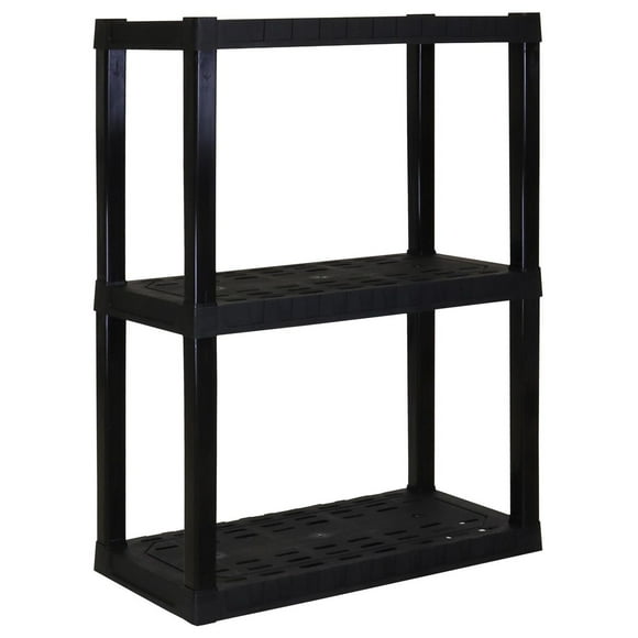 Hyper Tough 3-Tier Plastic Shelves, W30 x D14 x H39" Multipurpose Home Storage Organizer, Black