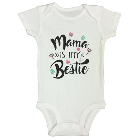 Cute Girls Onesie “Mama Is My Bestie” Gift for Mother Funny Threadz Kids Kids Toddler 18M,