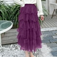 thumbnail image 2 of Sngxgn Skirts Basic Casual Versatile Stretchy High Waist Ribbed Mini Skirt(Purple,One Size), 2 of 9
