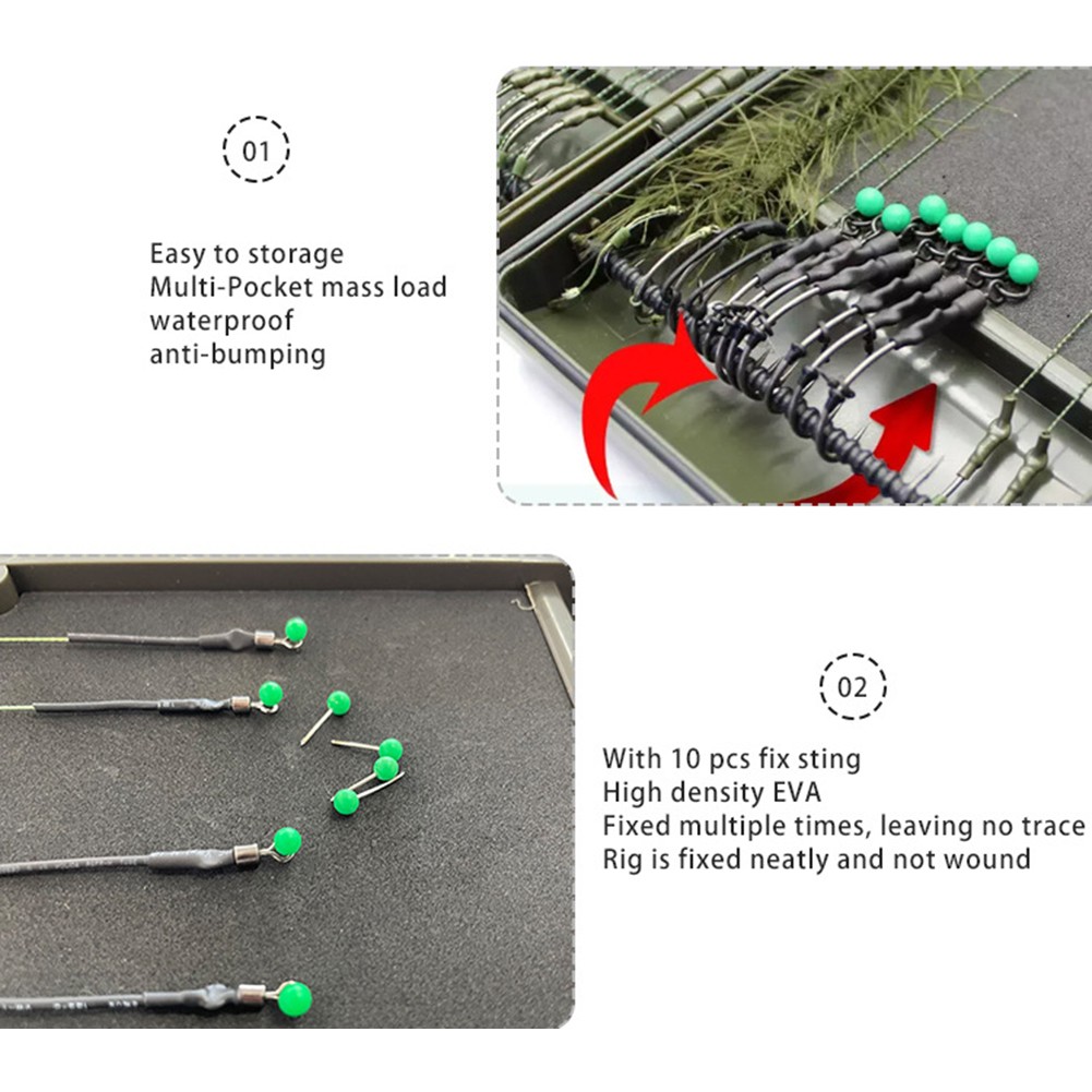 Large Rig Safe Plastic Rig Magnetic Fishing Storage Carp Fishing Box 34.5cm Equipped With 10 Small Needles Fishing Tackle Boxes