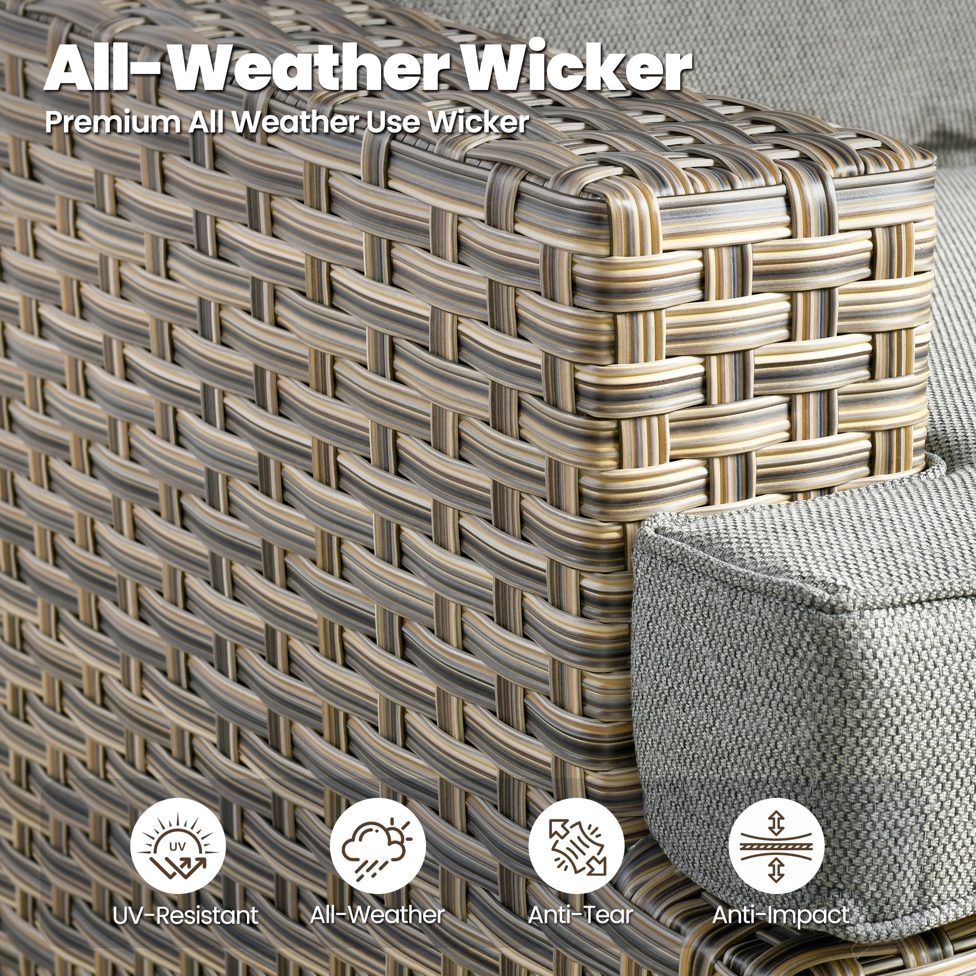 Toject 9 Pieces Patio Furniture Set Outside Furniture Wicker Patio Conversation Set with Swivel Chairs, Outdoor Furniture for Garden, Dark Gray