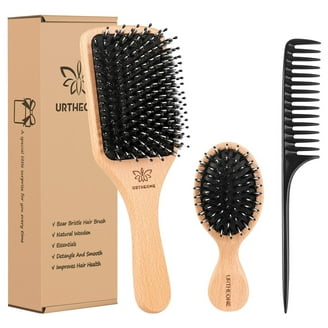 Retros Market Belula 100% Boar Bristle Hair Brush Set (Medium). Soft Natural Bristles For Thin And Fine Hair. Restore Shine And Texture. Wooden Comb, Travel Bag And Spa Headband Included