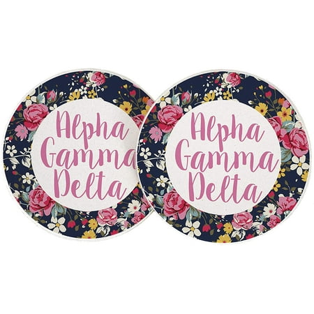 

Alpha Gamma Delta Sorority Absorbent Sandstone Car Cup Coaster (Set of 2) Licensed Product Alpha Gam (Floral Script)