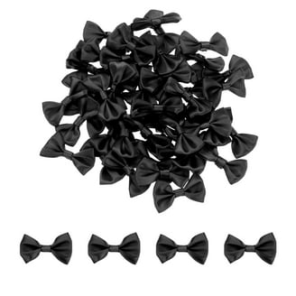 Jollybows Mini-satijnen linten, 2,5 cm, zwart, 100 stuks, kleine knutselstrikken, decoratie voor doe-het-zelvers, wasknijpers, haarsieraden, bruiloft, geschenkdoos, ornament