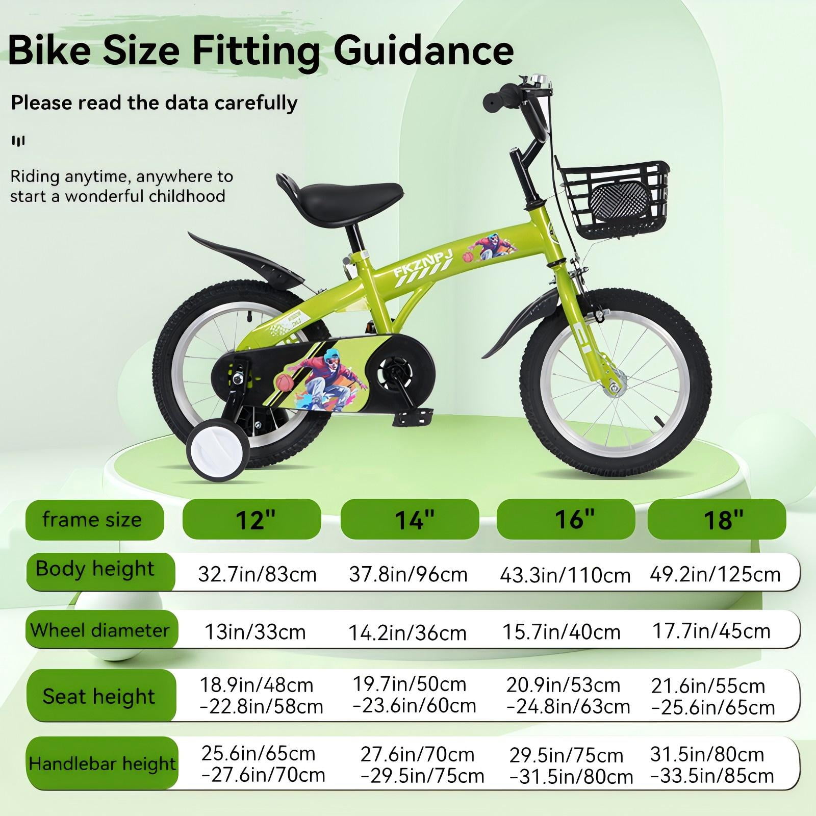 Aukfa 18-Inch Kids Bike for Boys & Girls Ages 5-10,Balance Bikewith Training Wheels, Coaster Brake & Front V-Brake,Green