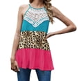 thumbnail image 1 of Women's Leopard Stitched Vest With Lace Off Shoulder Suspender, Summer Sleeveless Color Matching Sexy Tops for Beach Vacation, 1 of 6