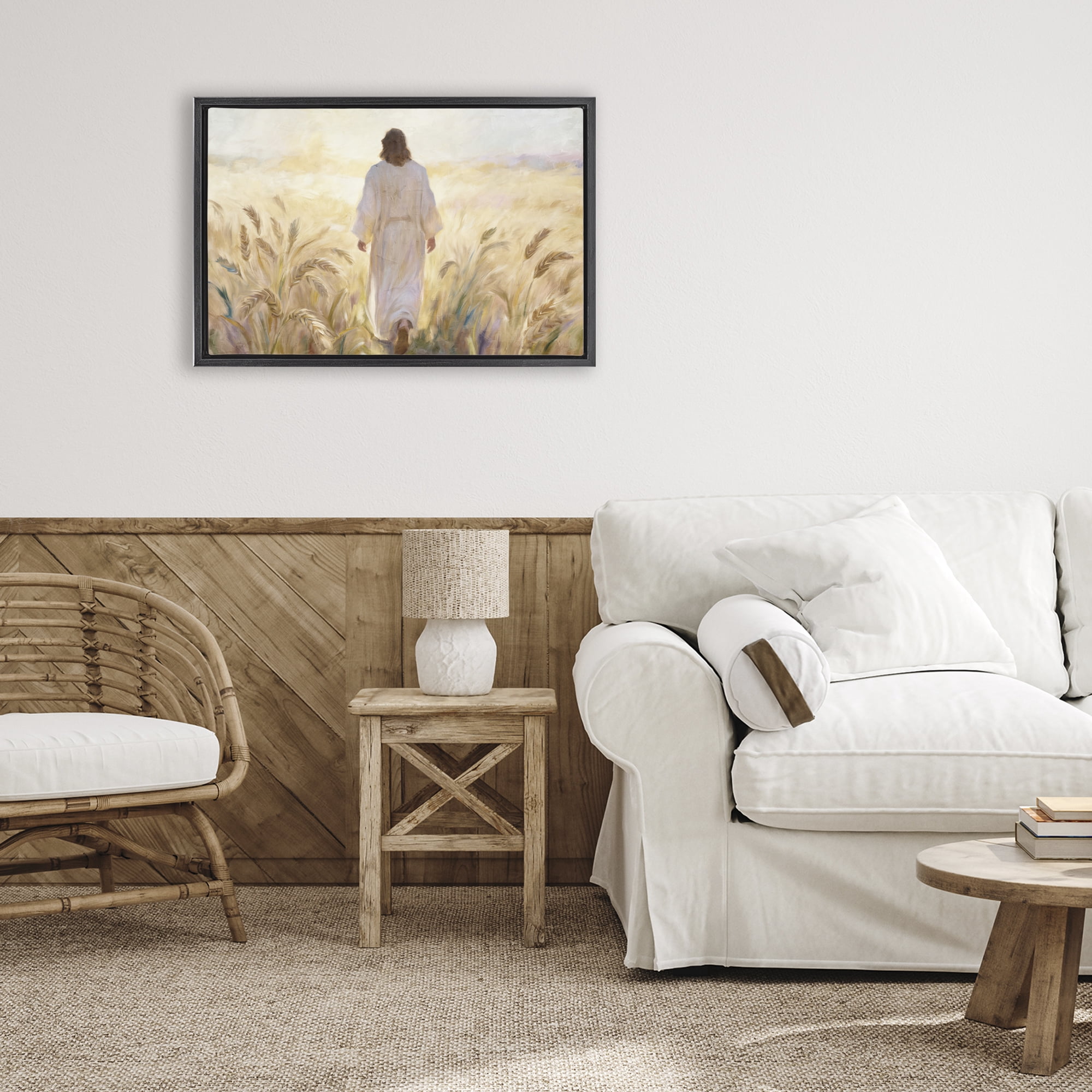 Stupell Industries In His Steps Walking Faithfully Black Framed Floater Canvas Wall Art, design by Kim Allen