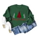thumbnail image 3 of Camisas navideñas para mujer, cuello redondo, patrón de árbol, fibra de poliéster suave, camiseta de manga larga para mujer, para fiesta, oficina, verde oscuro, XXL, 3 of 5