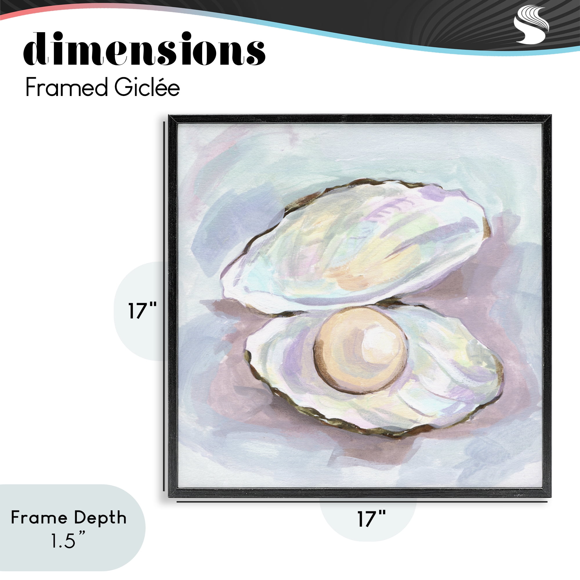 Stupell Industries Silent Opal Clam Pearl Black Framed Giclee Art, design by Melissa Wang