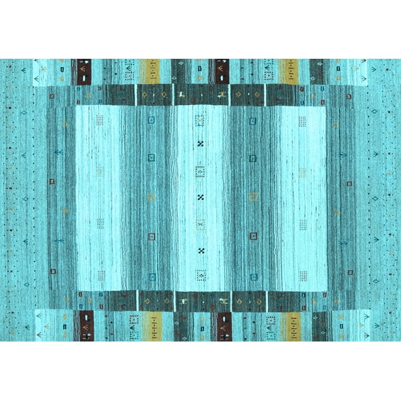 Ahgly Company Indoor Rectangle Abstract Light Blue Contemporary Area Rugs, 2' x 5'