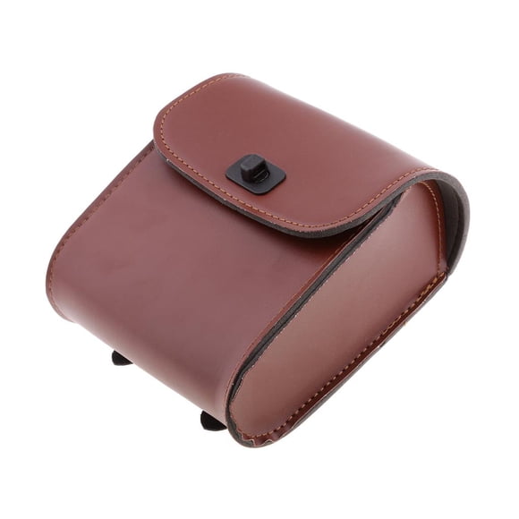 DYNWAVECA Motorcycle Bike Saddle Bags Saddlebags PU Leather Side Storage Fork Tool Pouch - Brown