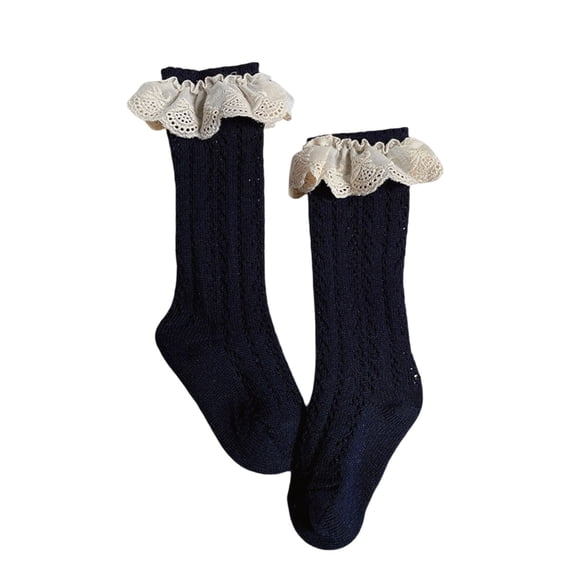 Liacowi Toddler Baby Girls Socks Princess Bowknot Mesh Hollow Out Knee-Length Sweet Thin Cotton Socks for 1-5 Years Old