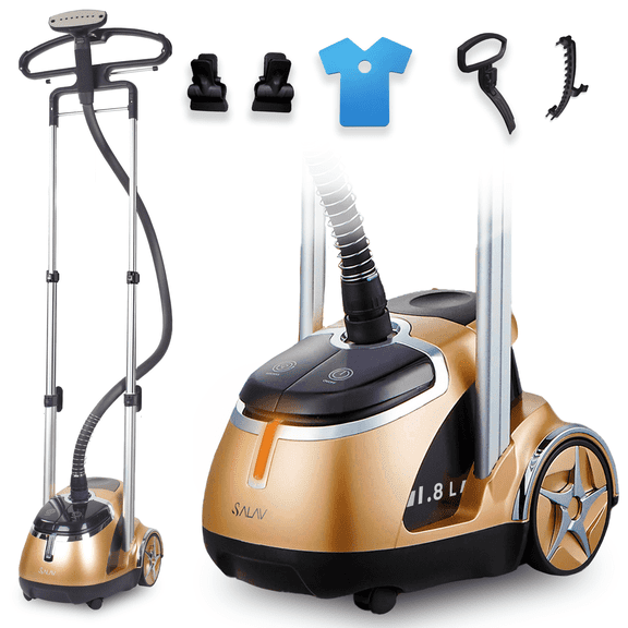 SALAV Professional Series Garment Steamer with Stainless Steel Plated Nozzle in Gold