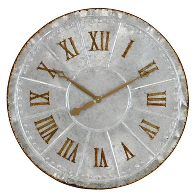 Aspire Home Accents 4851 Lambert Galvanized Metal Wall Clock, Distressed