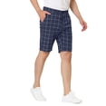 thumbnail image 4 of INSPIRE CHIC Men's Shorts Slim Fit Plaid Button Lightweight Twill Shorts 36 Navy, 4 of 7