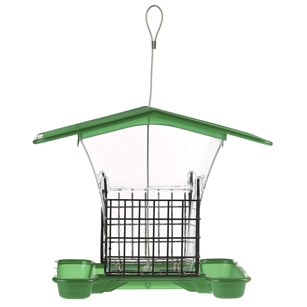 Stokes Select Belle Fleur Green Plastic Covered Hopper Bird Feeder with Suet Holders - image 2 of 2
