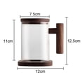 thumbnail image 2 of Taza de té de vidrio con infusor y tapa, taza de café de vidrio con mango de madera, taza de vidrio aislada con posavasos de madera maciza, 2 of 5