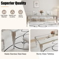 thumbnail image 5 of 7-Piece 80" Glass Dining Table Set for 6, Tempered Glass Top with Flute-Inspired Mirrored Stainless Steel Legs, 6 Button-Tufted Velvet Chairs with Stainless Steel Legs, 5 of 8