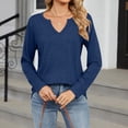 thumbnail image 5 of Womens Tops solid Color Long Sleeve Shirts V Neck Casual Loose Fit T Shirts Fall Tops Outfits Clothes 2024, 5 of 8
