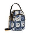 thumbnail image 7 of FORMRS Crossbody Bag for Women Quilted Travel Shoulder Cell Phone Purse with Chain Strap Handbag, Blue Cats and Hearts, 7 of 7