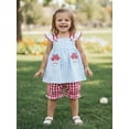 thumbnail image 3 of BemeyourBBs Toddler Baby Girls Baseball Outfit Cute Infant Baby Girl Summer Clothes Cute Plaid Baseball Embroidery Tunic Shirt Babydoll Tops with Shorts Set 2Pcs Outfit, 3 of 8