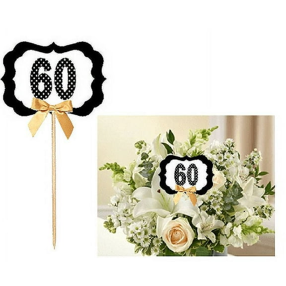 60th Birthday / Anniversary Table Decoration Party Centerpiece Pick - Set of 6