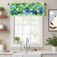 thumbnail image 2 of Abstract Ombre Green Blue Valance Curtain Geometric Art Window Valances Rod Pocket Short Curtains Window Treatments for Kitchen Bedroom Bathroom Laundry 42" x 18", 2 of 9