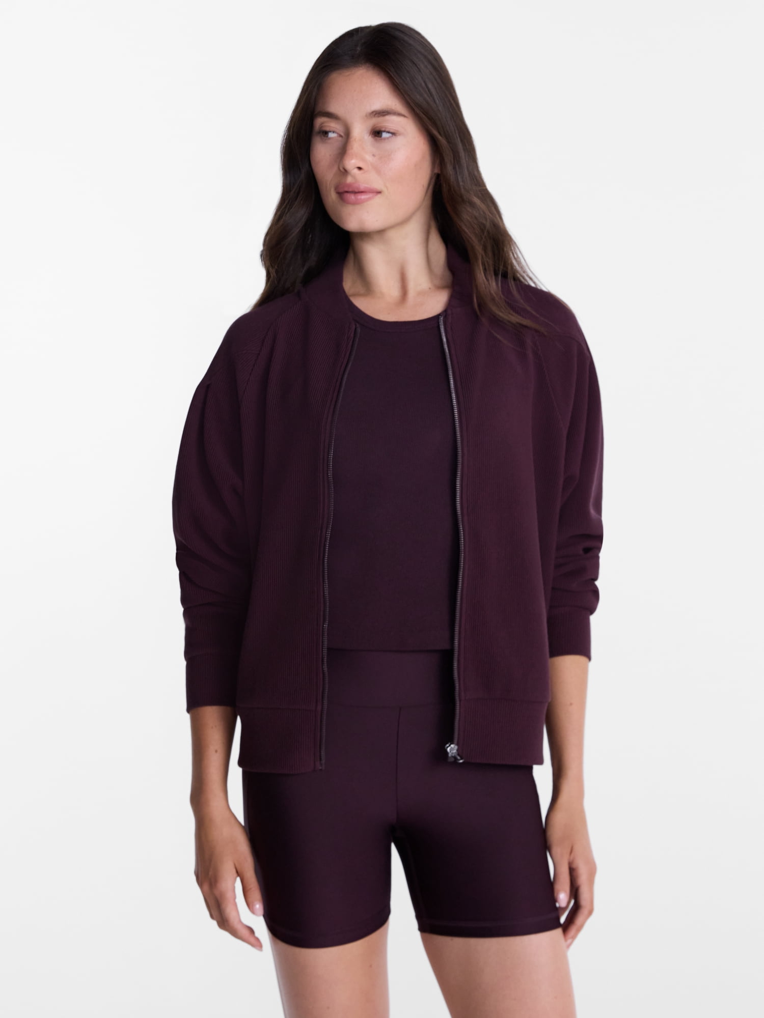 Avia Women's and Women's Plus Ottoman Full Zip Bomber Jacket, Sizes XS-4X