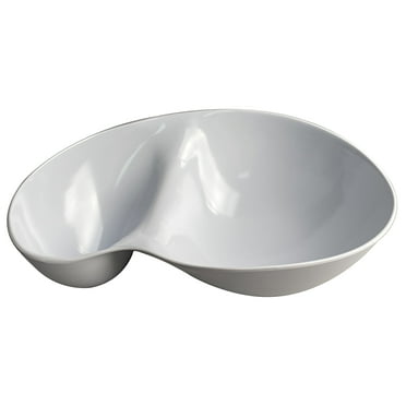 LUSHIG White Chip & Dip Serving Set, Perfect for Snacks & Appetizers, Melamine Tray with Divided Platters & Condiment Holders