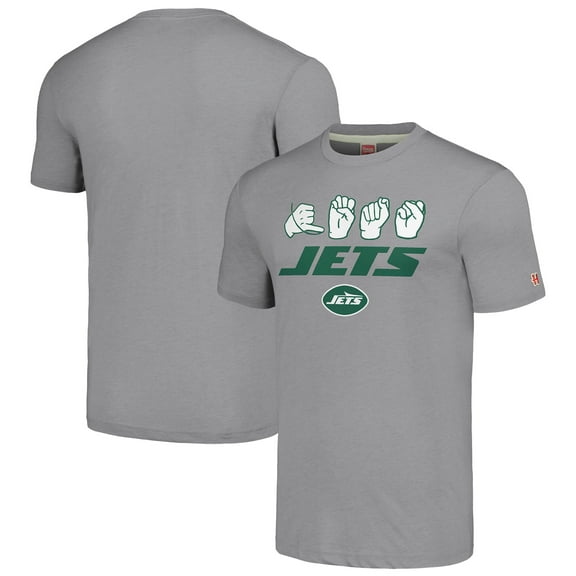 Unisex Homage Grey New York Jets The NFL ASL Collection by Love Sign American Sign Language T-Shirt