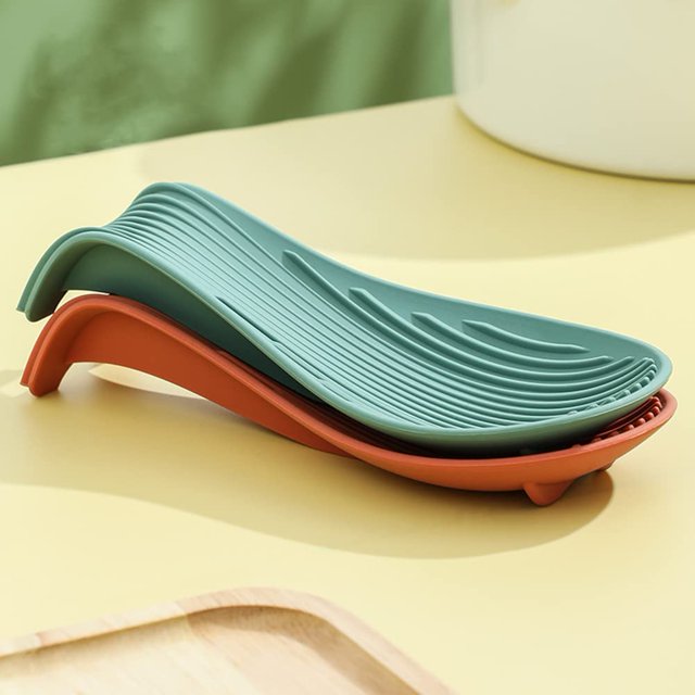 Soporte para utensilios de cocina, soporte de silicona para cucharas, resistente al calor, 2 uds.