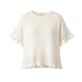 thumbnail image 4 of cfhntfmh Women's Short Sleeve Sweaters Tops Oversized Summer Casual Ruffled Hem Knit Pullover Crochet Blouses Cute Tops, 4 of 7