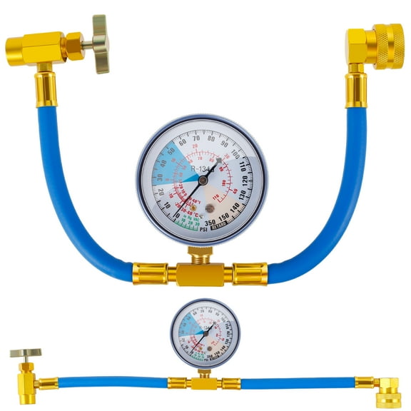 Ikoopy Refrigerant Charge Hose Premium AC Refrigerant Recharge Hose Kit with Gauge 1/2 Acme Thread Sturdy Car Air Conditioner Recharging Hose for Home Car Air Conditioner