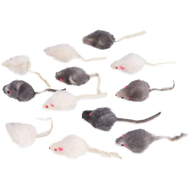 Ratón de peluche TUNC 12 piezas juguetes para gatos 2 tamaños diferentes