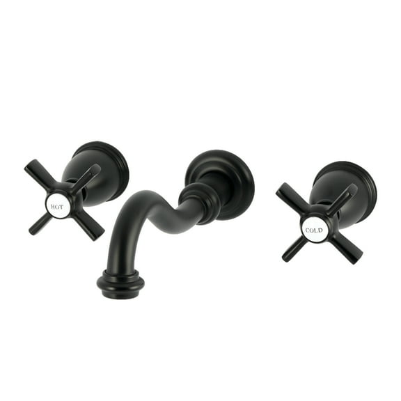 Kingston Brass KS3020ZX Millennium Two-Handle Wall Mount Roman Tub Faucet, Matte Black