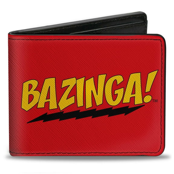 The Big Bang Theory Wallet, Bifold, Bazinga Red Gold Black, Vegan Leather