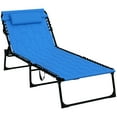 thumbnail image 1 of Outsunny Chaise Longue Pliante, Chaise de Bronzage Inclinable Rembourrée - Ensemble de 1, Bleu, 1 of 10
