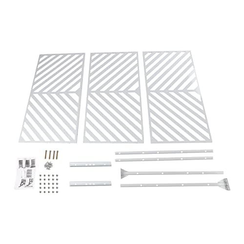 Outdoor Privacy Screen with Stand 35.5" W x 75" H, White Patio Backyard Privacy Panels Metal Slatted Decorative Privacy Screen for Garden Patio