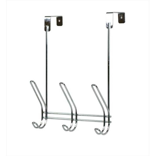 Home Basics 3 Dual Hook Over the Door Rack, Chrome