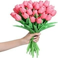 thumbnail image 2 of 10 Pieces Real Touch Artificial Tulip Bouquet, 13.4” Faux PU Tulips with Flexible Stems for Vase Arrangements, Spring Easter Home Decor, Wedding Centerpieces and Gift, 2 of 3