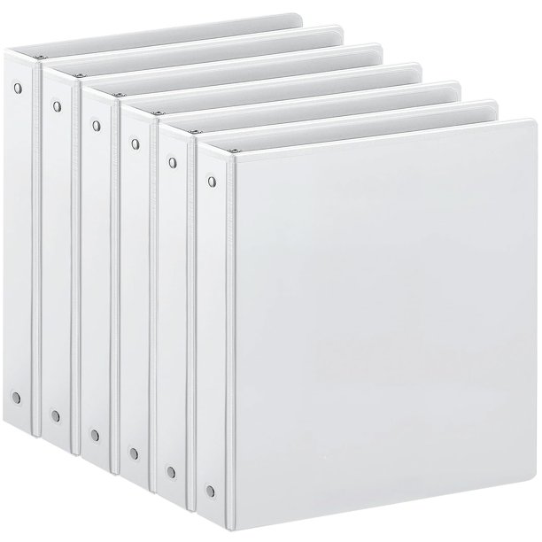 Carpeta SUIN de 3 anillos de 1 pulgada con 2 bolsillos blanca, paquete de 6