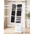 thumbnail image 4 of Skyhill Jewelry Cabinet Armoire, Full-Length Mirror Lockable with with 2 Drawers and Shelf（White）, 4 of 8