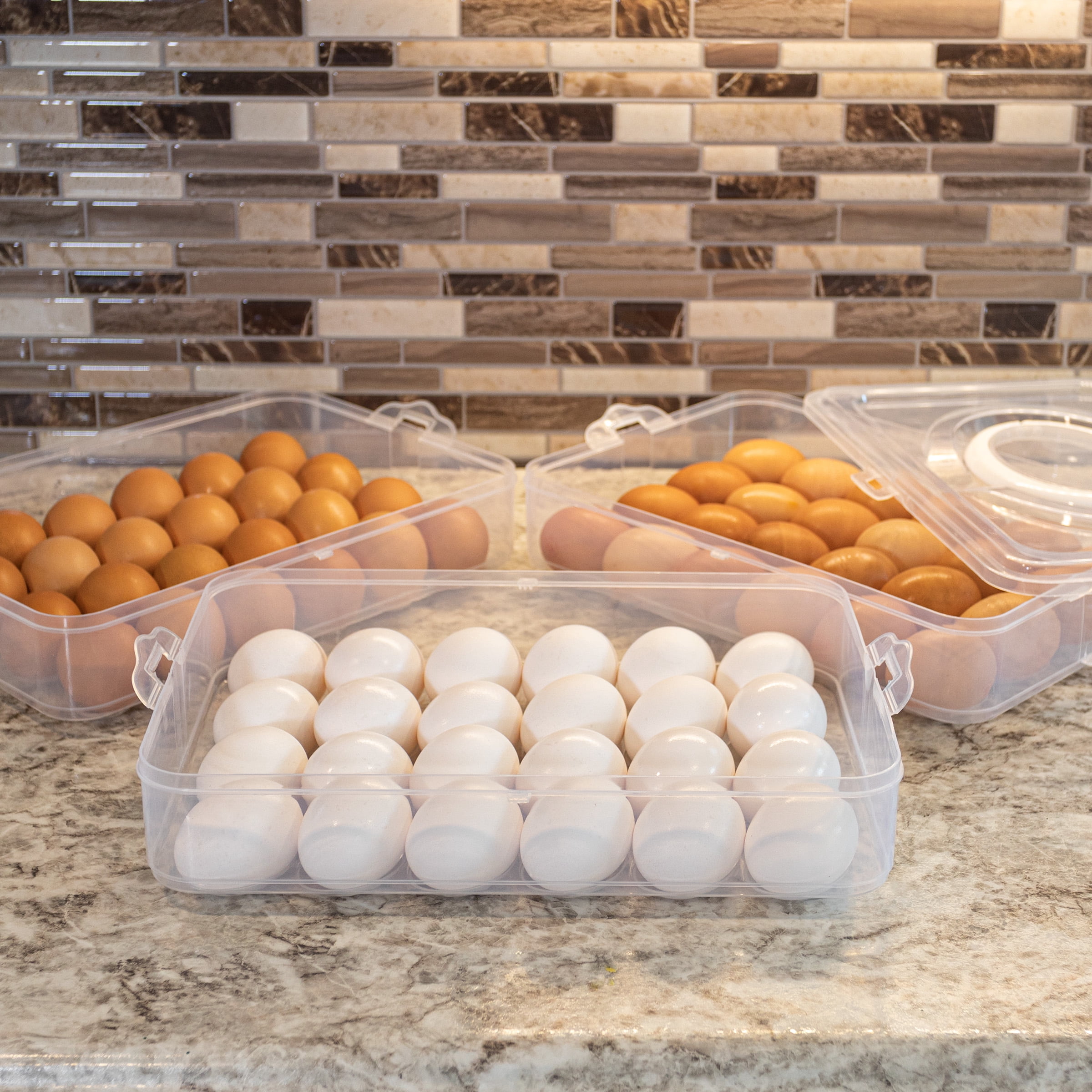Classic Cuisine 3-Tier Egg Holder with Lid and Handle - Holds 72 Eggs