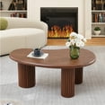 thumbnail image 6 of Wirrytor Cloud Coffee Table for Living Room, Oval Mid-Century Modern Wood Table with 3 Legs, Dark Brown, 6 of 9