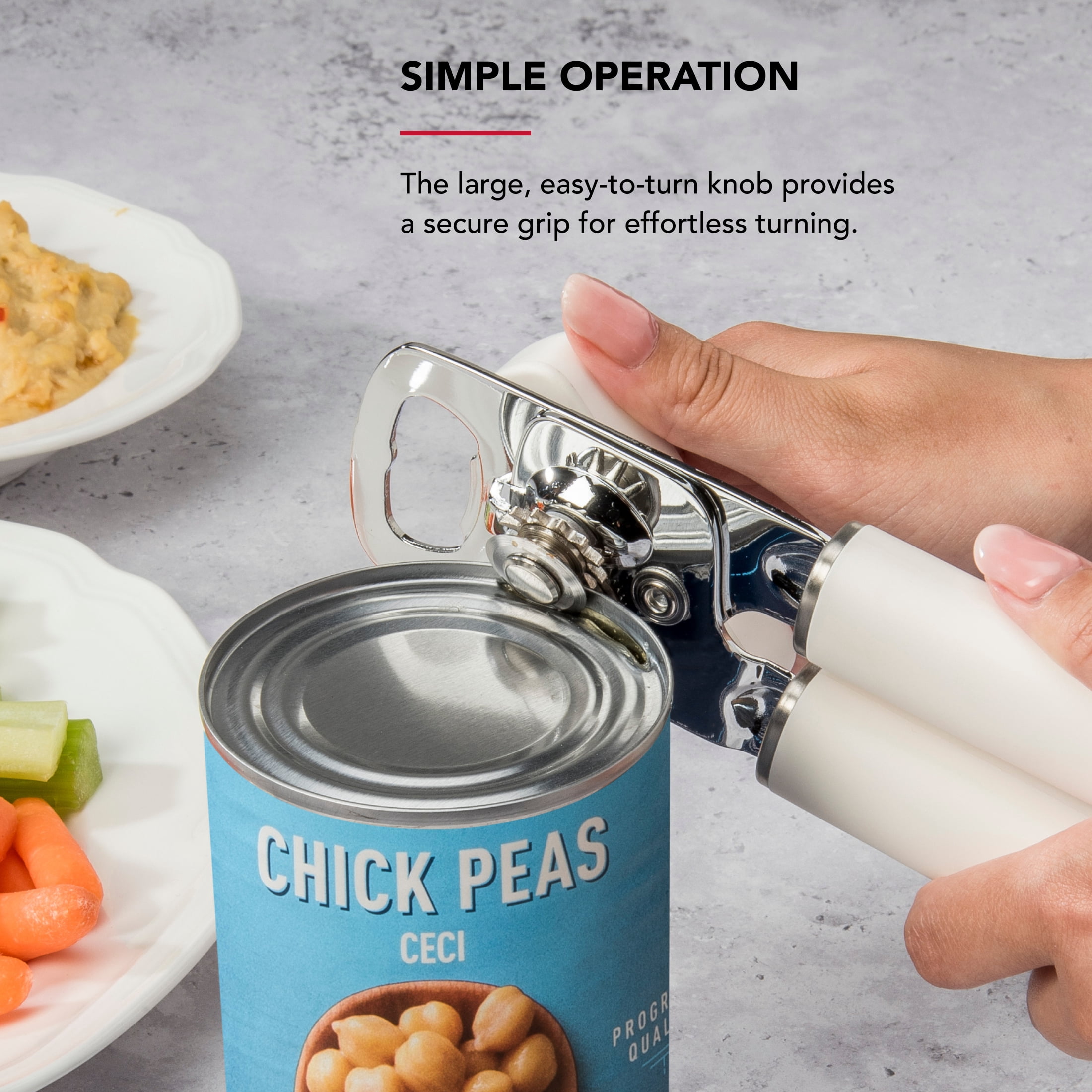 KitchenAid Stainless Steel Manual Can Opener with Bottle Opener and Ergonomic Grip, Porcelain