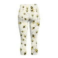 thumbnail image 5 of SCRAWLGOD Honeycomb Bee Print Beige Women's Capri Leggings - Active Tummy Control Yoga Leggings with Pockets Breathable High Waisted Yoga Pants Workout Cycling Tights, M, 5 of 7