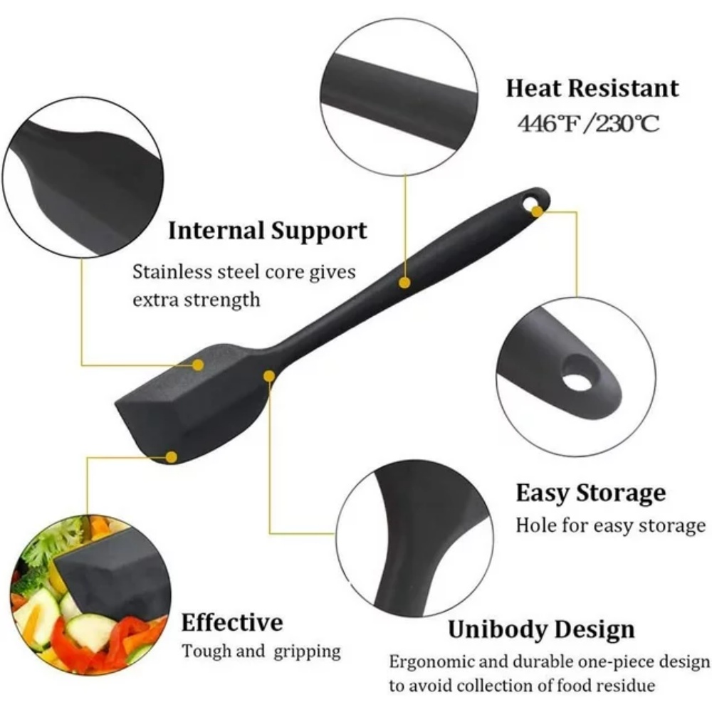 COWIN 6-Piece Silicone Spatula Set, Black photo 6